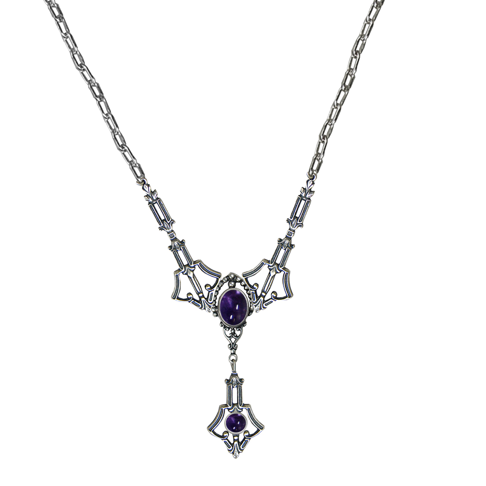 Sterling Silver Victorian Inspired Necklace With Iolite